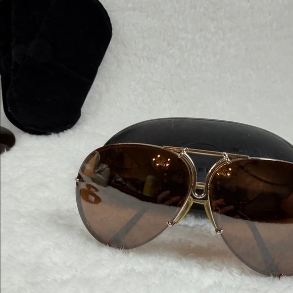 Porsche Design Gold and Brown Aviator Sunglasses main image 7